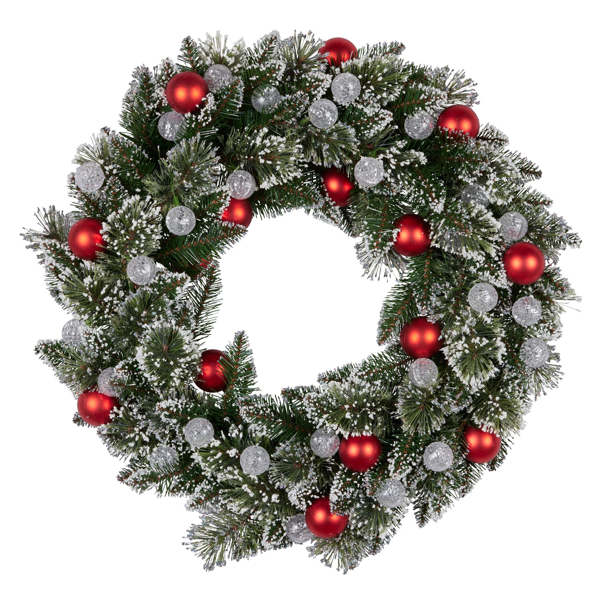 76cm Snowy Bristle Pre-Lit Multicolour Christmas Wreath