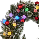 76cm Snowy Bristle Pre-Lit Multicolour Christmas Wreath