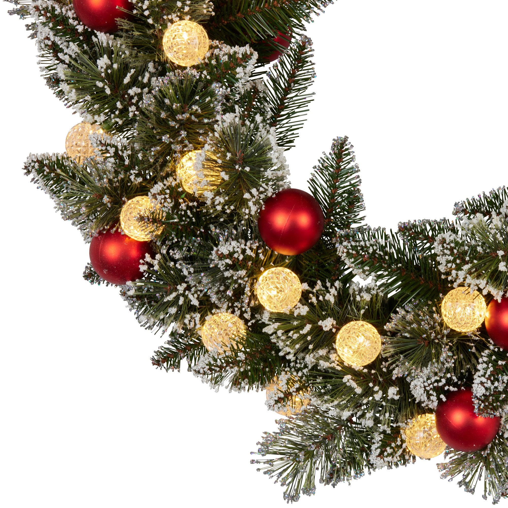 76cm Snowy Bristle Pre-Lit Multicolour Christmas Wreath