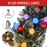 76cm Snowy Bristle Pre-Lit Multicolour Christmas Wreath