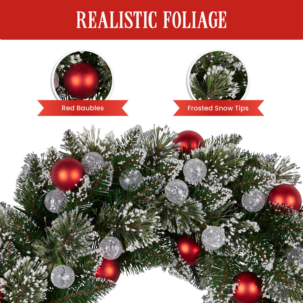 76cm Snowy Bristle Pre-Lit Multicolour Christmas Wreath