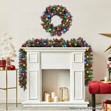 76cm Snowy Bristle Pre-Lit Multicolour Christmas Wreath