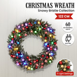 Snowy Bristle 122cm Multicolour Pre-Lit Christmas Wreath
