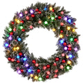 Snowy Bristle 122cm Multicolour Pre-Lit Christmas Wreath