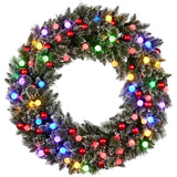 Snowy Bristle 122cm Multicolour Pre-Lit Christmas Wreath