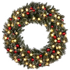 Snowy Bristle 122cm Multicolour Pre-Lit Christmas Wreath