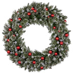 Snowy Bristle 122cm Multicolour Pre-Lit Christmas Wreath