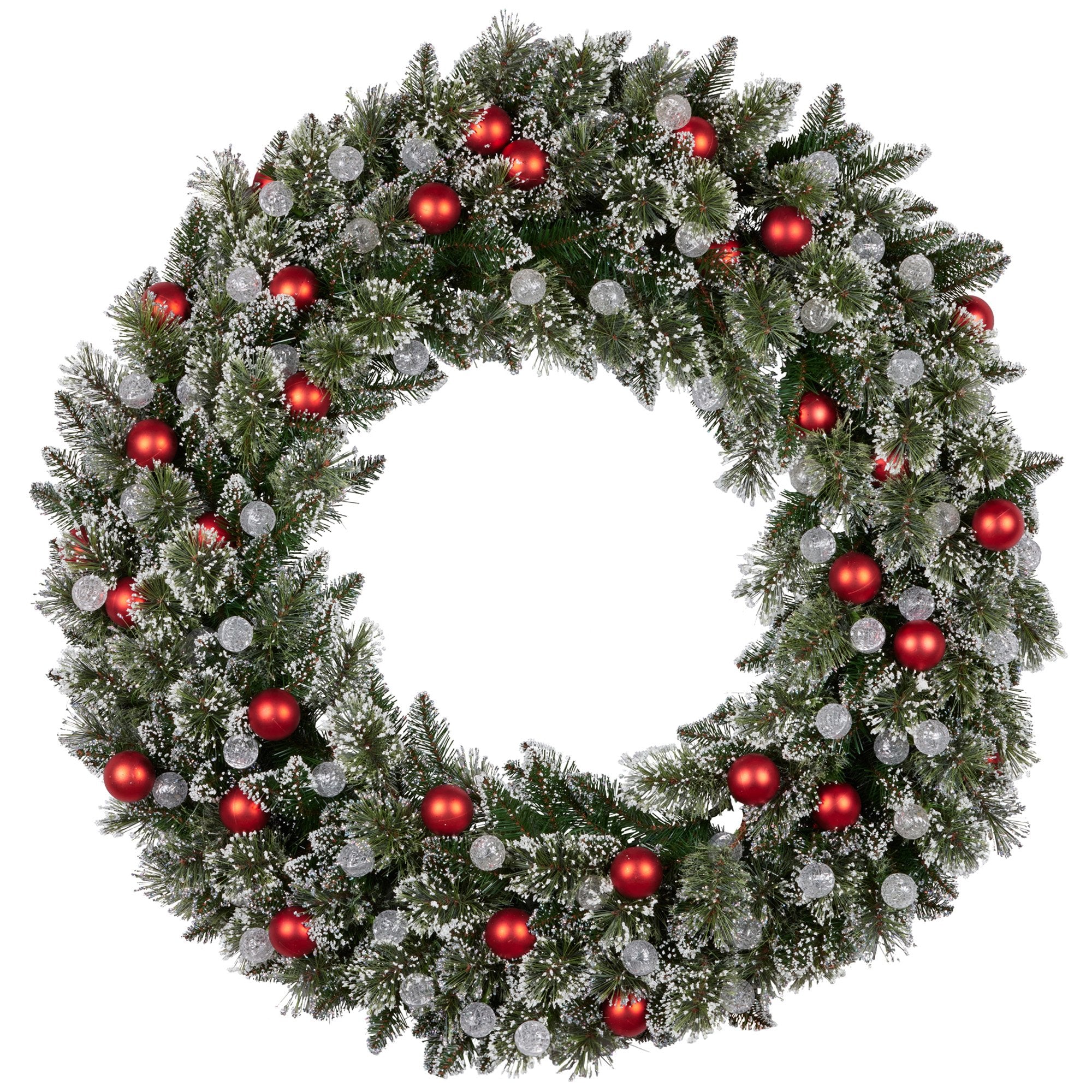 Snowy Bristle 122cm Multicolour Pre-Lit Christmas Wreath