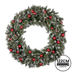 Snowy Bristle 122cm Multicolour Pre-Lit Christmas Wreath