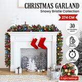 Christabelle 2.74m Christmas Garland Snowy with LED Lights Multicolour Tree Decoration Ornament
