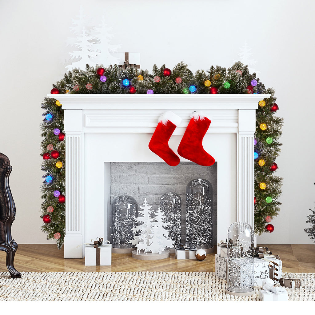 Christabelle 2.74m Christmas Garland Snowy with LED Lights Multicolour Tree Decoration Ornament