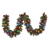 Christabelle 2.74m Christmas Garland Snowy with LED Lights Multicolour Tree Decoration Ornament