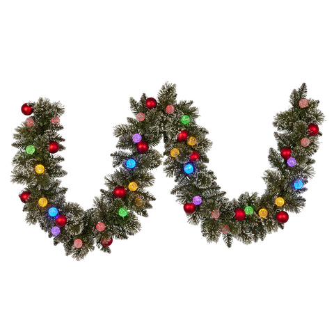 Christabelle 2.74m Christmas Garland Snowy with LED Lights Multicolour Tree Decoration Ornament