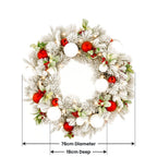 Christabelle 76cm Snowy Elegance Christmas Wreath Pre Lit Warm White LED Red Baubles Berries Front Door Xmas Decoration