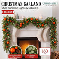 Christabelle 2.74m Sable Fir Christmas Garland Pre Lit Multi Function LED Timer Mantel Staircase Xmas Decoration Home