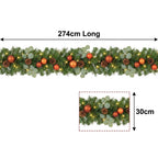 Christabelle 2.74m Sable Fir Christmas Garland Pre Lit Multi Function LED Timer Mantel Staircase Xmas Decoration Home