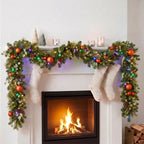 Christabelle 2.74m Sable Fir Christmas Garland Pre Lit Multi Function LED Timer Mantel Staircase Xmas Decoration Home