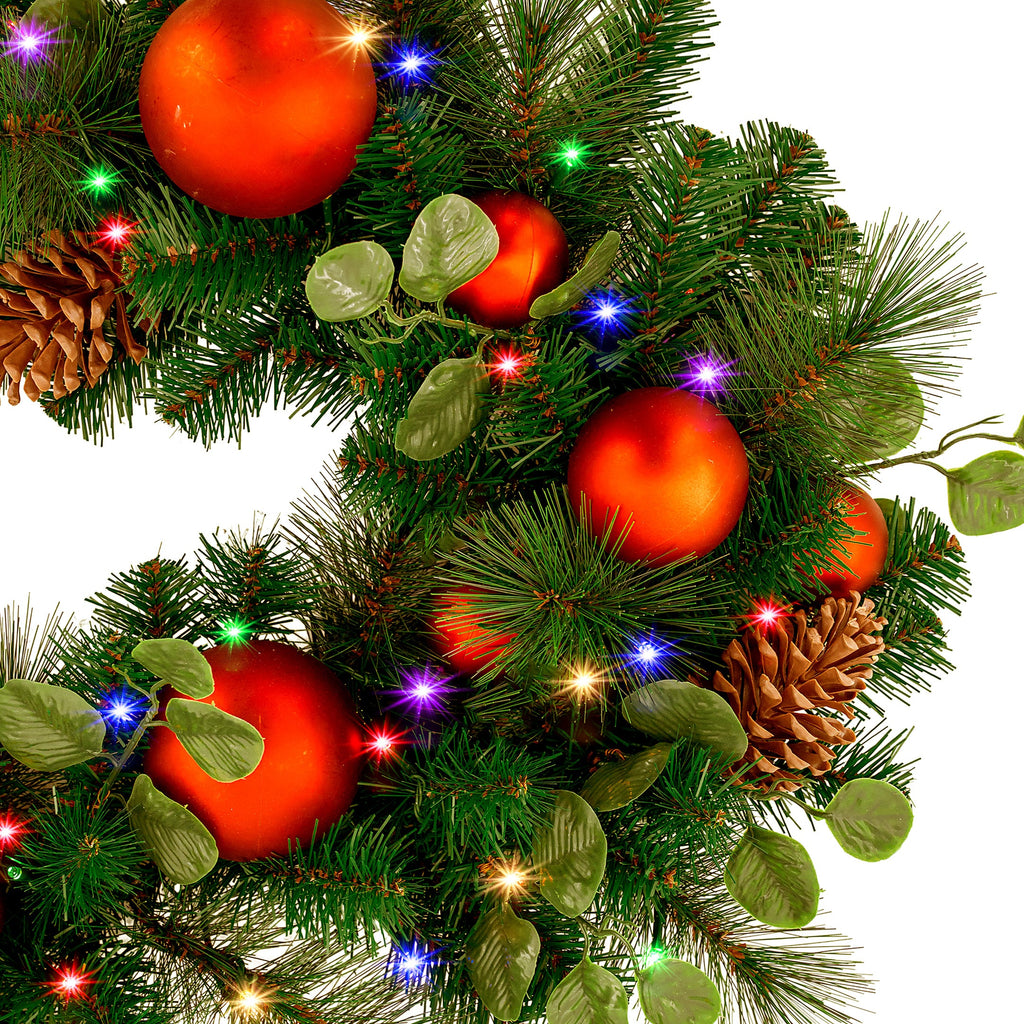 Christabelle 2.74m Sable Fir Christmas Garland Pre Lit Multi Function LED Timer Mantel Staircase Xmas Decoration Home