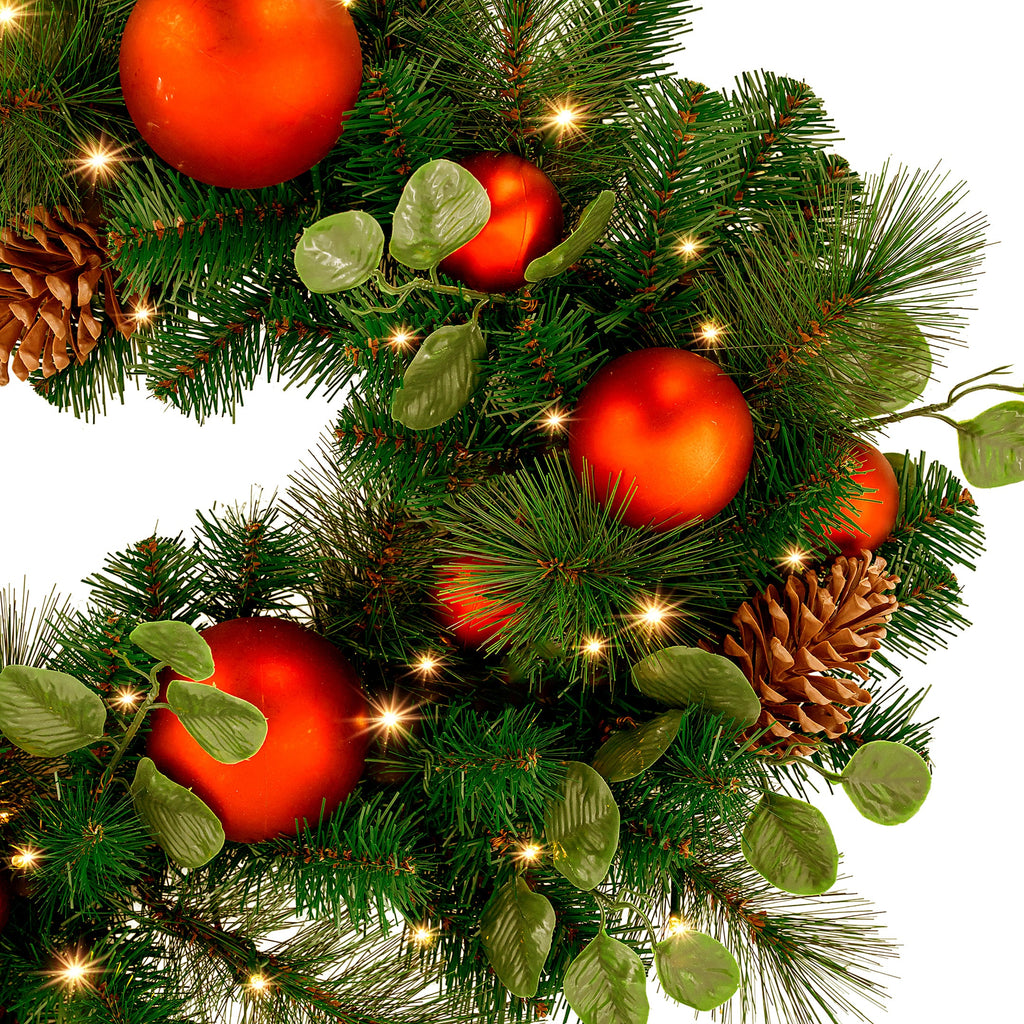Christabelle 2.74m Sable Fir Christmas Garland Pre Lit Multi Function LED Timer Mantel Staircase Xmas Decoration Home