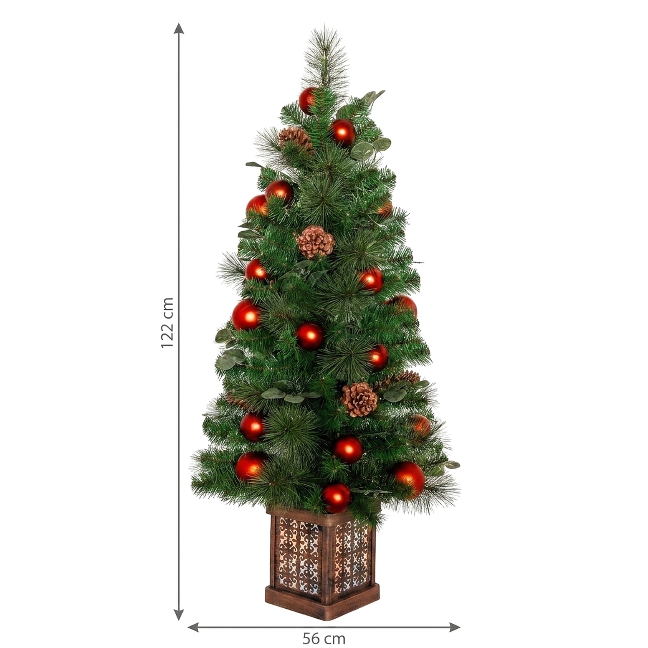 Christabelle 1.2m 4ft Sable Fir Potted Christmas Tree Pre Lit Multi Function LED Artificial Indoor Xmas Decor Home