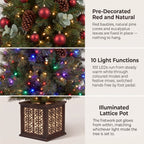 Christabelle 1.2m 4ft Sable Fir Potted Christmas Tree Pre Lit Multi Function LED Artificial Indoor Xmas Decor Home