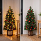 Christabelle 1.2m 4ft Sable Fir Potted Christmas Tree Pre Lit Multi Function LED Artificial Indoor Xmas Decor Home