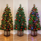Christabelle 1.2m 4ft Sable Fir Potted Christmas Tree Pre Lit Multi Function LED Artificial Indoor Xmas Decor Home