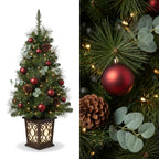 Christabelle 1.2m 4ft Sable Fir Potted Christmas Tree Pre Lit Multi Function LED Artificial Indoor Xmas Decor Home