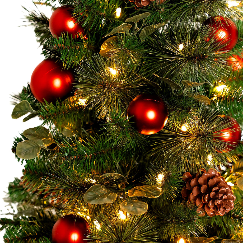 Christabelle 1.2m 4ft Sable Fir Potted Christmas Tree Pre Lit Multi Function LED Artificial Indoor Xmas Decor Home