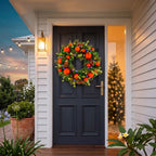 Christabelle 61cm Sable Fir Christmas Wreath Pre Lit Multi Function LED Eucalyptus Pine Cones Red Baubles Home
