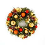 Christabelle 61cm Timeless Elegance Christmas Wreath Pre Lit Multi Function LED Gold Red Baubles Pine Cones Timer Home
