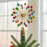 Christabelle Christmas Tree Topper Glittery Baubles Gold Decoration Multi-Colour Ornaments