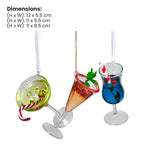 Christabelle 3 Glass Cocktail Christmas Ornaments Assorted Novelty 13cm Xmas Tree Decorations Hanging Baubles