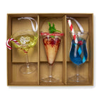 Christabelle 3 Glass Cocktail Christmas Ornaments Assorted Novelty 13cm Xmas Tree Decorations Hanging Baubles