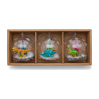 Christabelle 3 Glass Dome Christmas Ornaments Dinosaur Novelty Figures 11cm Xmas Tree Decorations Hanging Baubles