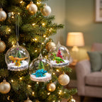 Christabelle 3 Glass Dome Christmas Ornaments Dinosaur Novelty Figures 11cm Xmas Tree Decorations Hanging Baubles