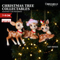 Christabelle 3 Reindeer Christmas Ornaments Assorted Cute Novelty Figures 9cm Xmas Tree Decorations Hanging Baubles