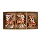 Christabelle 3 Reindeer Christmas Ornaments Assorted Cute Novelty Figures 9cm Xmas Tree Decorations Hanging Baubles