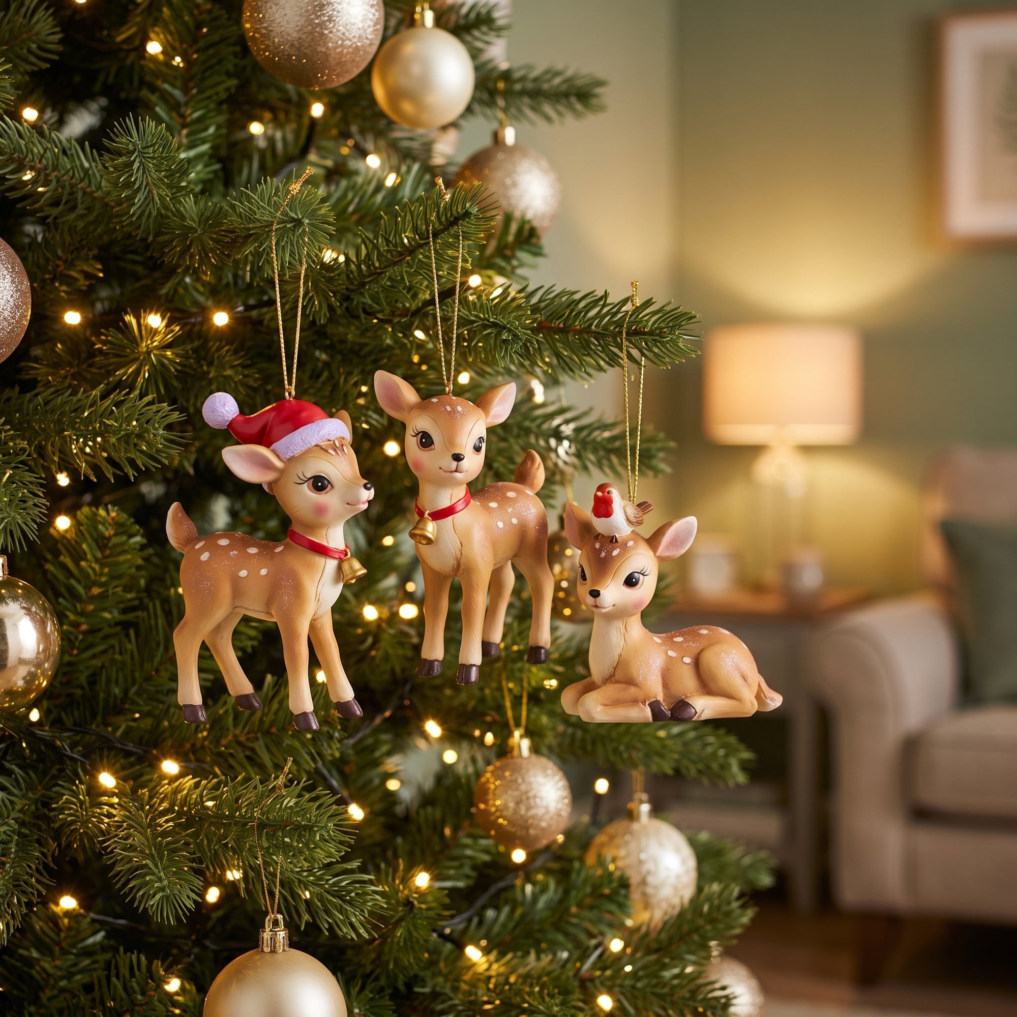 Christabelle 3 Reindeer Christmas Ornaments Assorted Cute Novelty Figures 9cm Xmas Tree Decorations Hanging Baubles