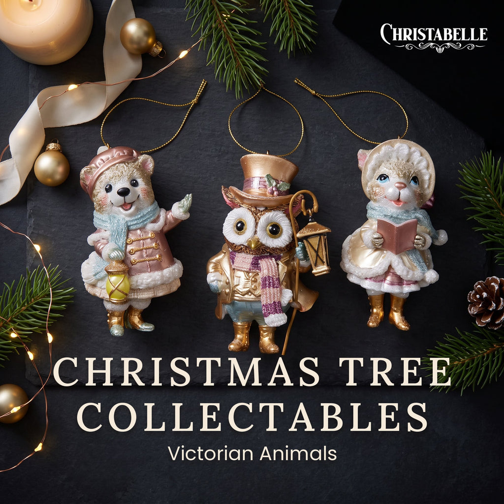 Christabelle 3 Victorian Animal Christmas Ornaments Assorted Novelty 10cm Xmas Tree Decorations Hanging Baubles