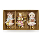 Christabelle 3 Victorian Animal Christmas Ornaments Assorted Novelty 10cm Xmas Tree Decorations Hanging Baubles