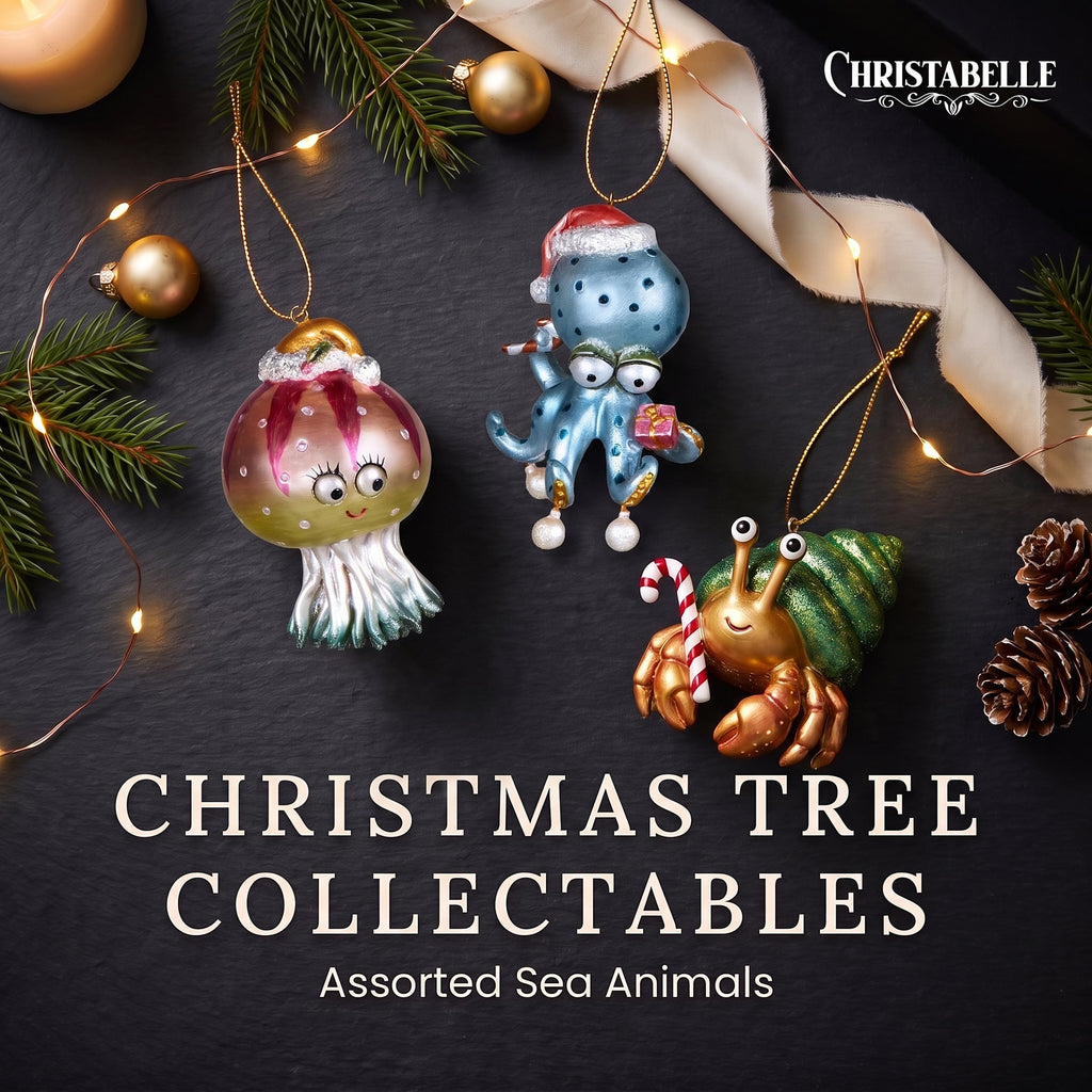 Christabelle 3 Sea Animal Christmas Ornaments Assorted Novelty Figures 7.5cm Xmas Tree Decorations Hanging Baubles