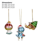 Christabelle 3 Sea Animal Christmas Ornaments Assorted Novelty Figures 7.5cm Xmas Tree Decorations Hanging Baubles