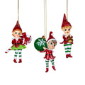 Christabelle 3 Elf Christmas Ornaments Assorted Character Figures 10.5cm Xmas Tree Decorations Hanging Baubles