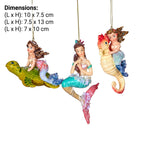 Christabelle 3 Mermaid Christmas Ornaments Assorted Novelty Figures 13cm Xmas Tree Decorations Hanging Baubles