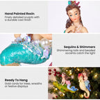 Christabelle 3 Mermaid Christmas Ornaments Assorted Novelty Figures 13cm Xmas Tree Decorations Hanging Baubles