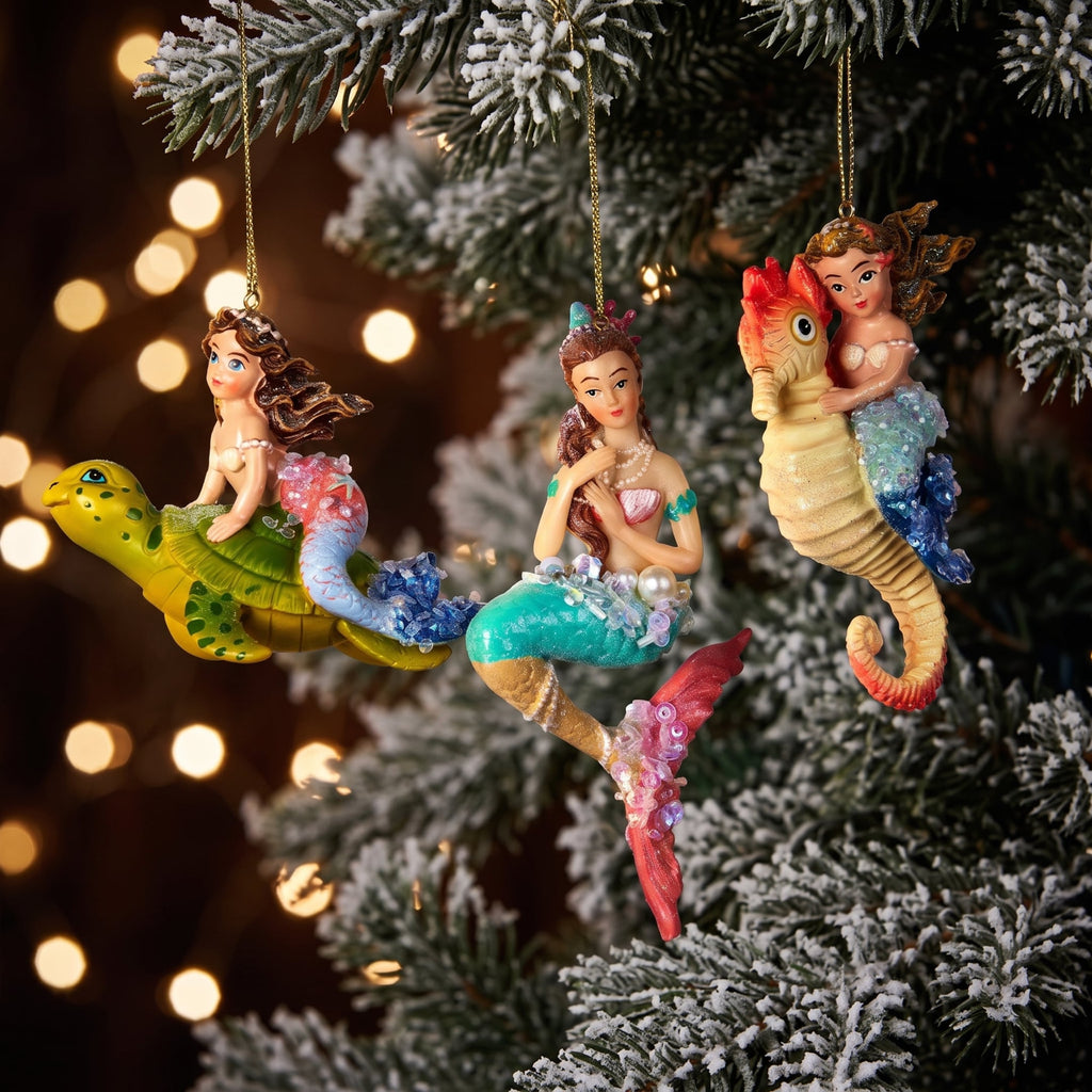 Christabelle 3 Mermaid Christmas Ornaments Assorted Novelty Figures 13cm Xmas Tree Decorations Hanging Baubles