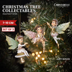 Christabelle 3 Fairy Christmas Ornaments Assorted Novelty Figures 10cm Xmas Tree Decorations Hanging Baubles