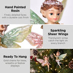 Christabelle 3 Fairy Christmas Ornaments Assorted Novelty Figures 10cm Xmas Tree Decorations Hanging Baubles