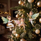 Christabelle 3 Fairy Christmas Ornaments Assorted Novelty Figures 10cm Xmas Tree Decorations Hanging Baubles